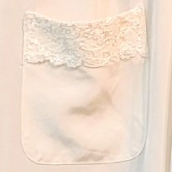 Chaus Vintage Ivory Lace Collar Button-Down Long Sleeve Blouse – Size 10 - Picture 5 of 7